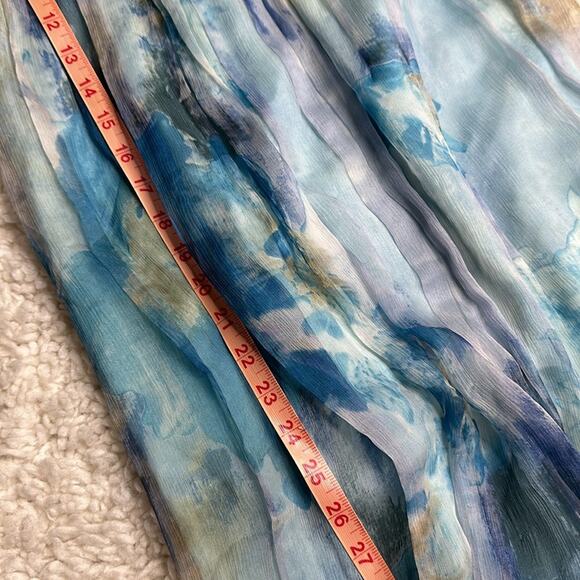 Decode Y2K Mermaid Core Maxi Formal 100% Silk Prom Dress Watercolor Pattern PP7 - Picture 10 of 13